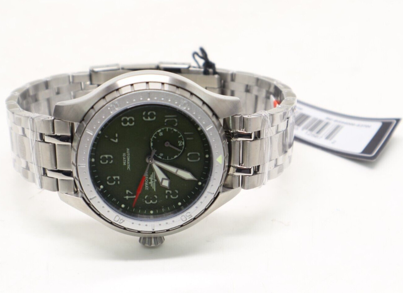 Aeromatic Pilot Beluga Jet Black Automatic Stainless Steel Mens Watch New In Box