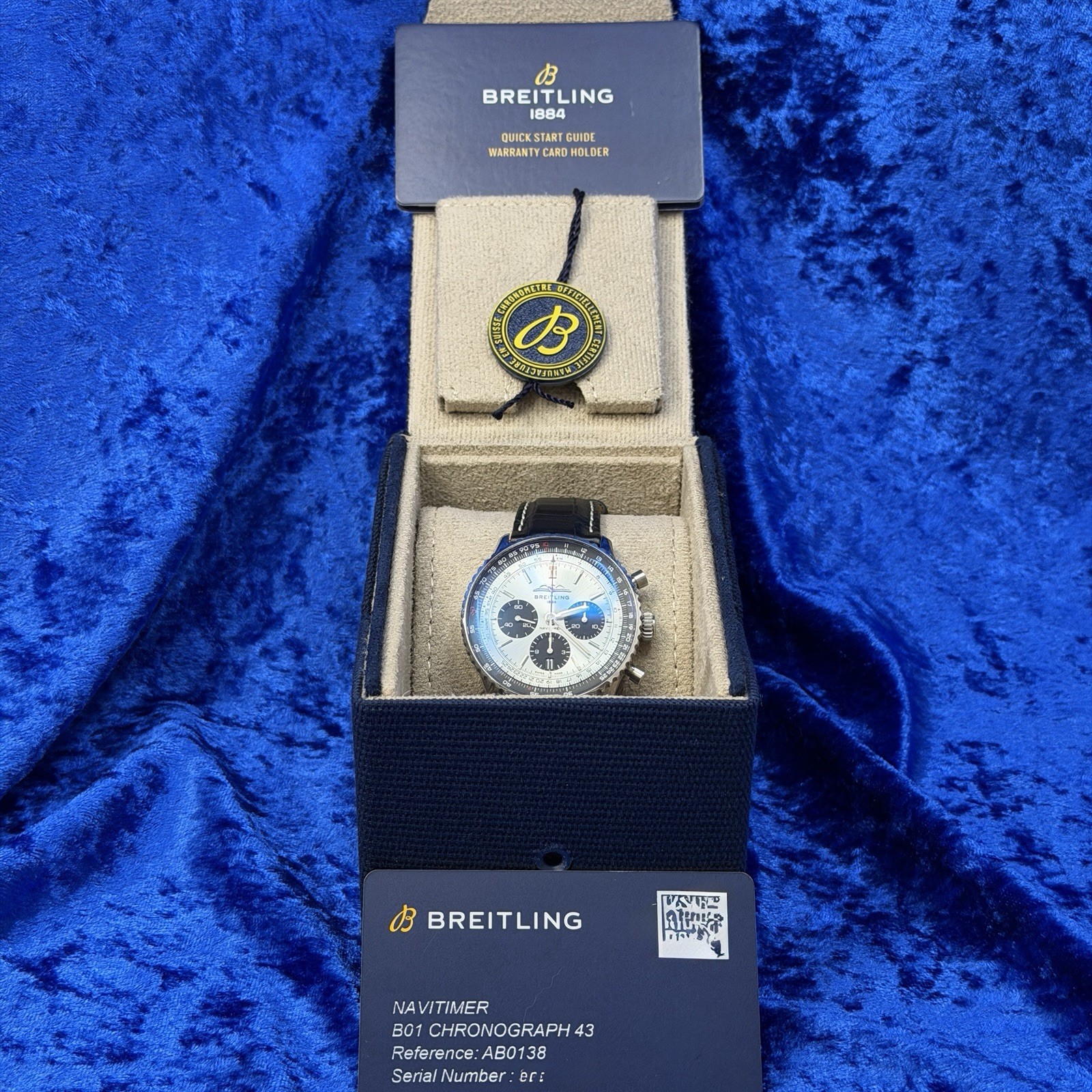 Breitling Navitimer Chronograph 43mm AB0138241C1P1 Ice Blue B+P FACTORY WARRANTY