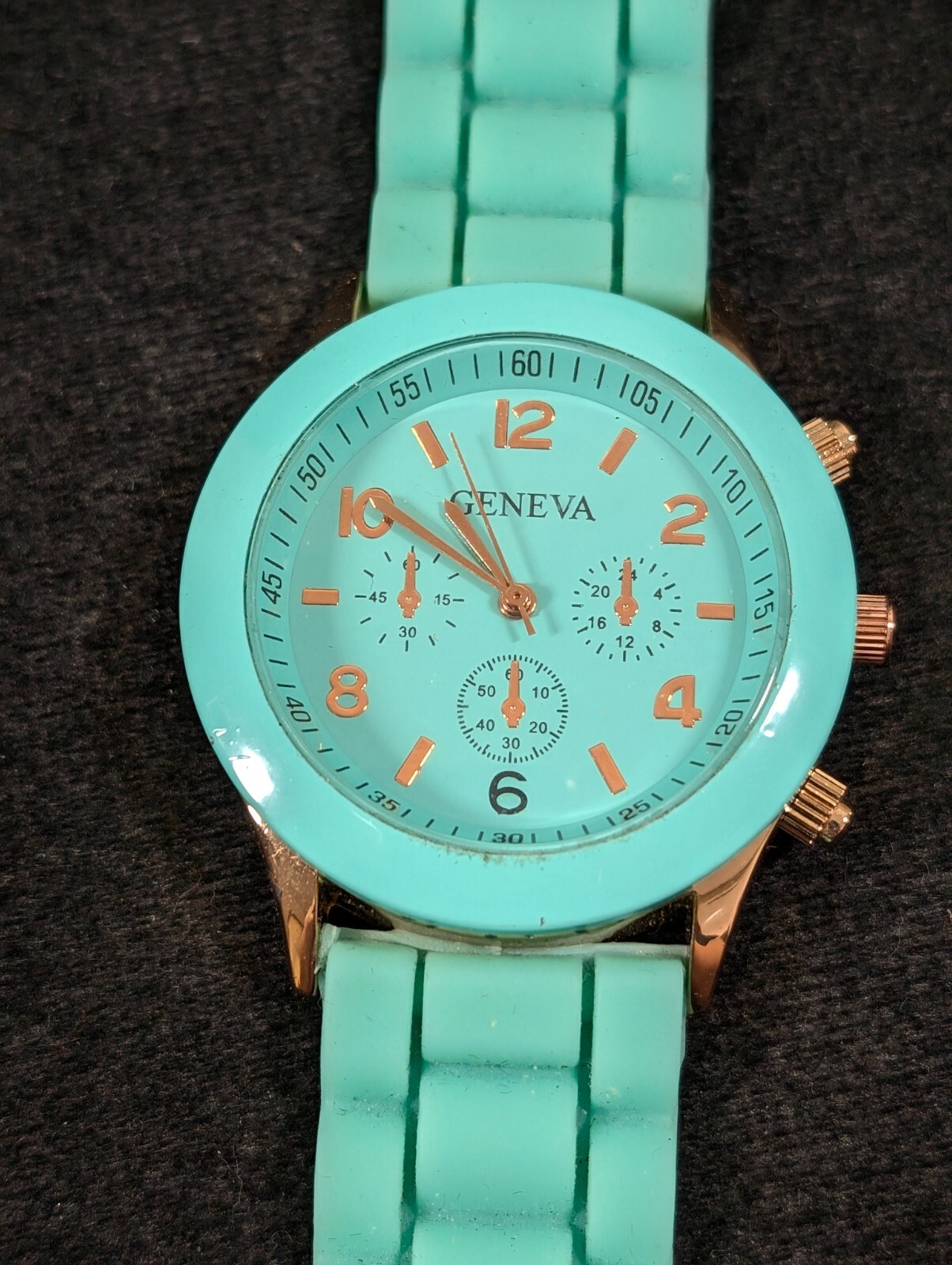 Geneva Womens Green Silicone Rubber Band Watch Round 38mm Jelly