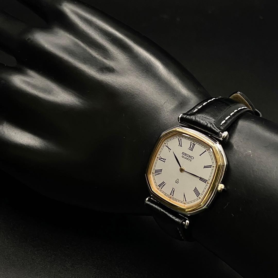 Seiko Dolce Octagon 6020-5750 Black Quartz Watch Vintage Japan 0610681