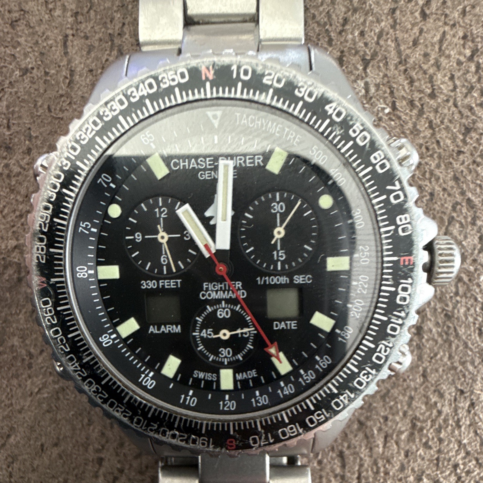 Men’s 43mm Chase Durer Fighter Command Quartz Chronograph Wrist Watch Swiss Made