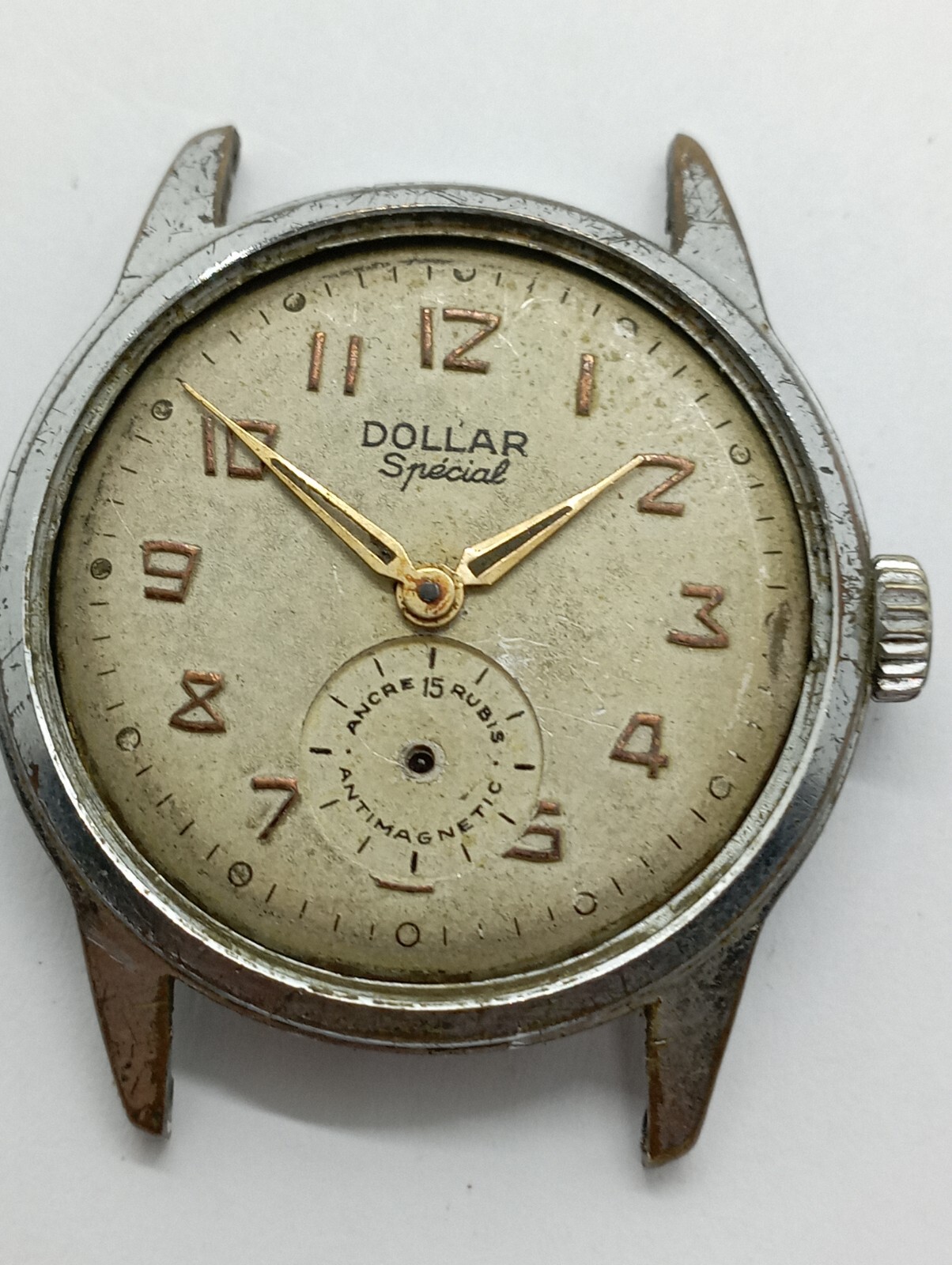 VINTAGE Dollar Special ANCRE 15 Jewels Cal. Cupillard 233 RARE working Well Stem