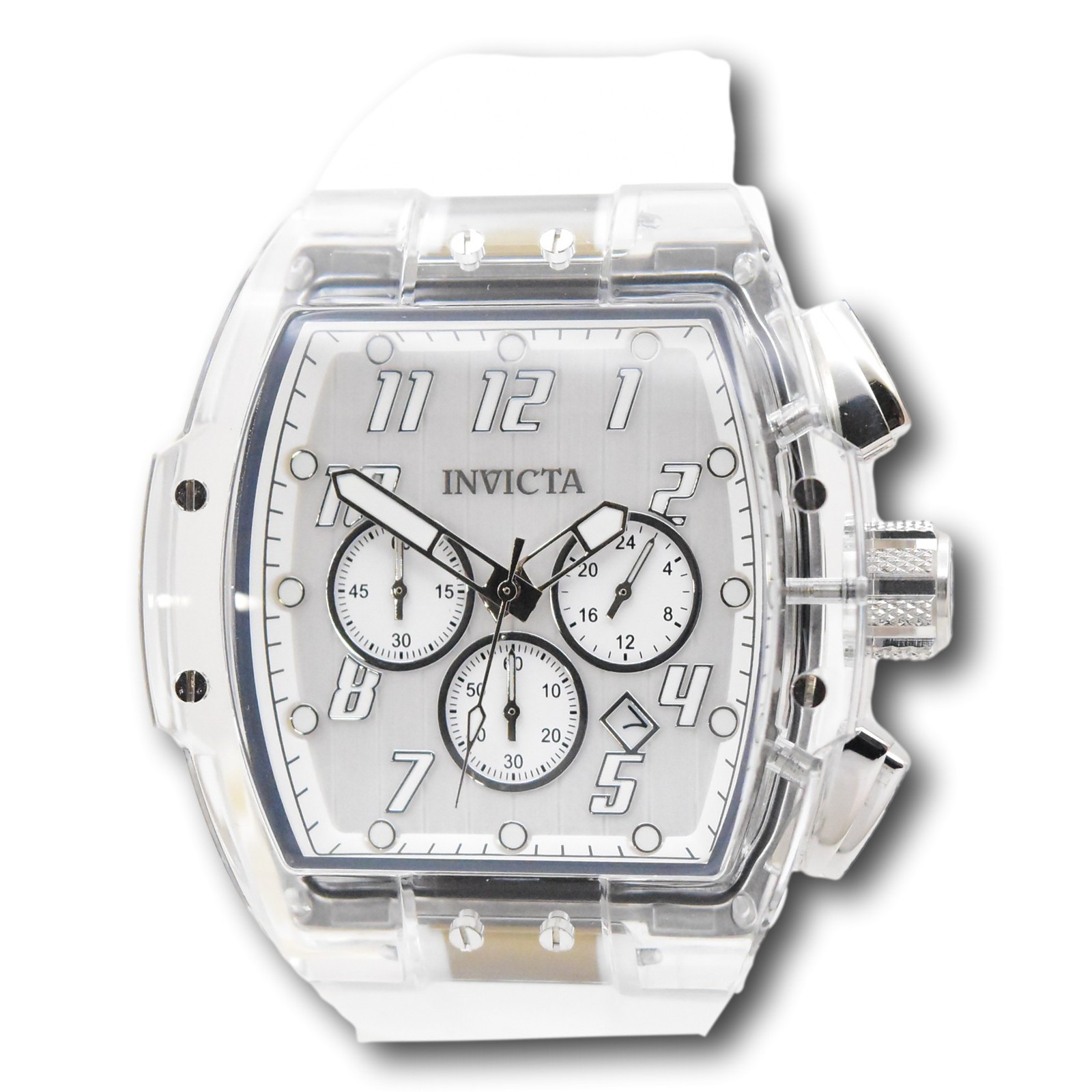 Invicta S1 Rally Crystal Chronograph Men’s 47mm Clear Case White Watch 45481