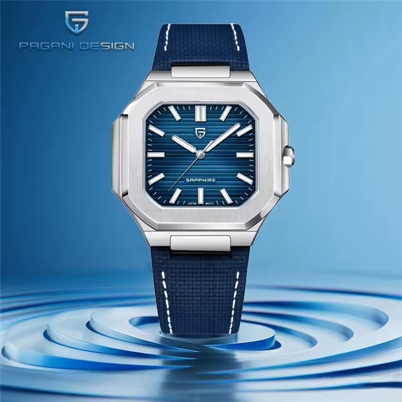 37MM PAGANI DESIGN Quartz Luxury Men’s Watch Leather 50M Waterproof Diver NEW