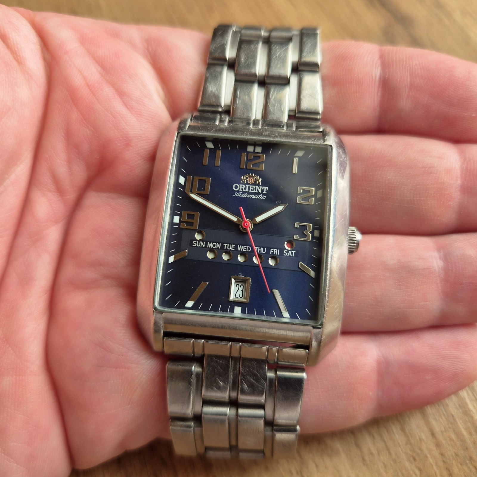 Orient square President watch, day date orient Automatic black Watch, classic