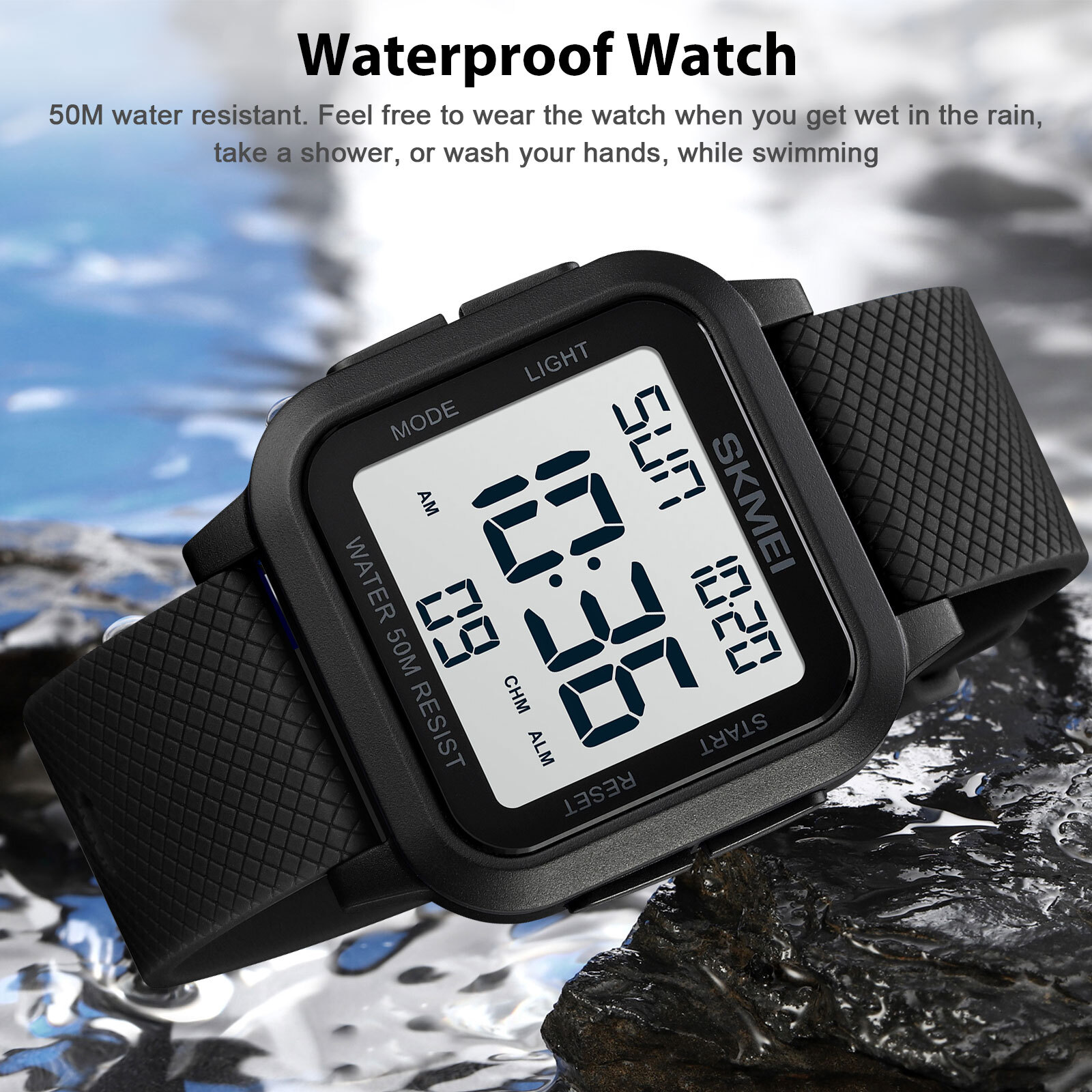 Men’s Military Sports Watch LED Screen Large Digital Face Waterproof Wristwatch