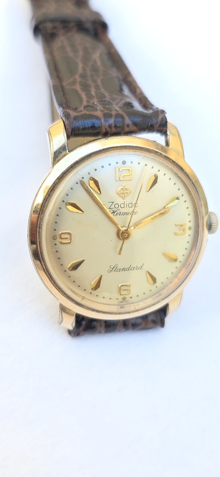 Vintage ZODIAC HERMETIC Standard Cal 60 Ref 764 Men’s 32mm Gold Plated Watch