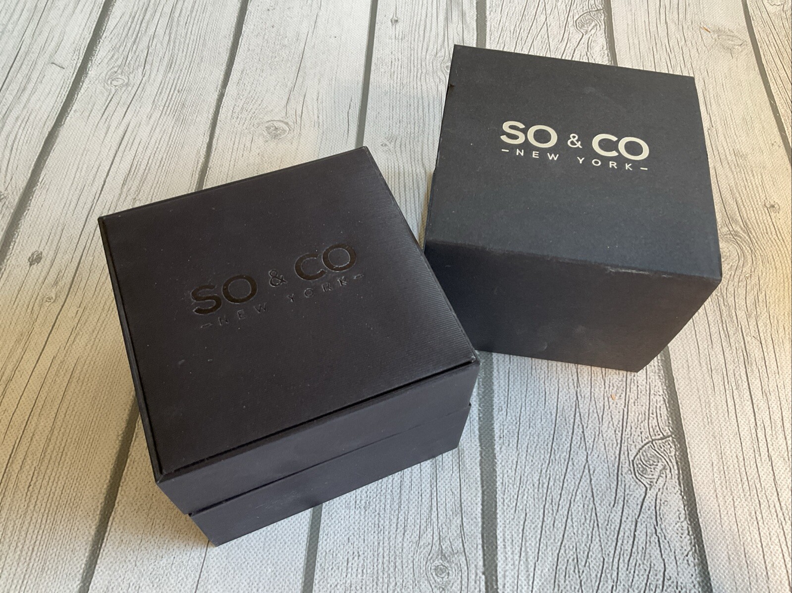 SO & CO New York, Quartz Leather Double Wrap Strap Gold & Brown NEW In Box