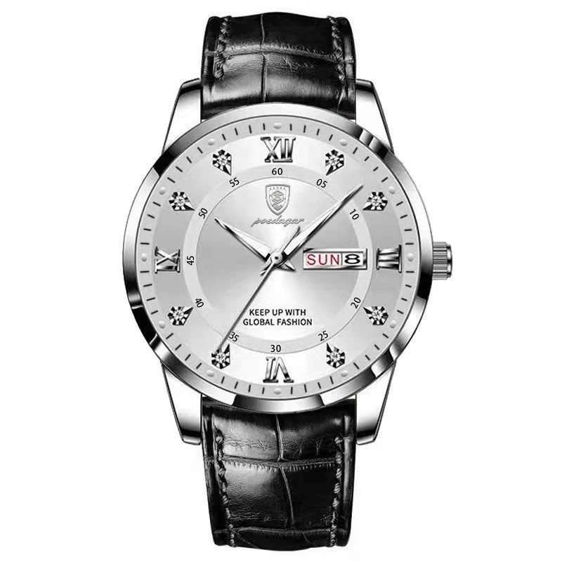 POEDAGAR Luxury Brand Men Watches Waterproof Luminous Leather Quartz Man Wristwa
