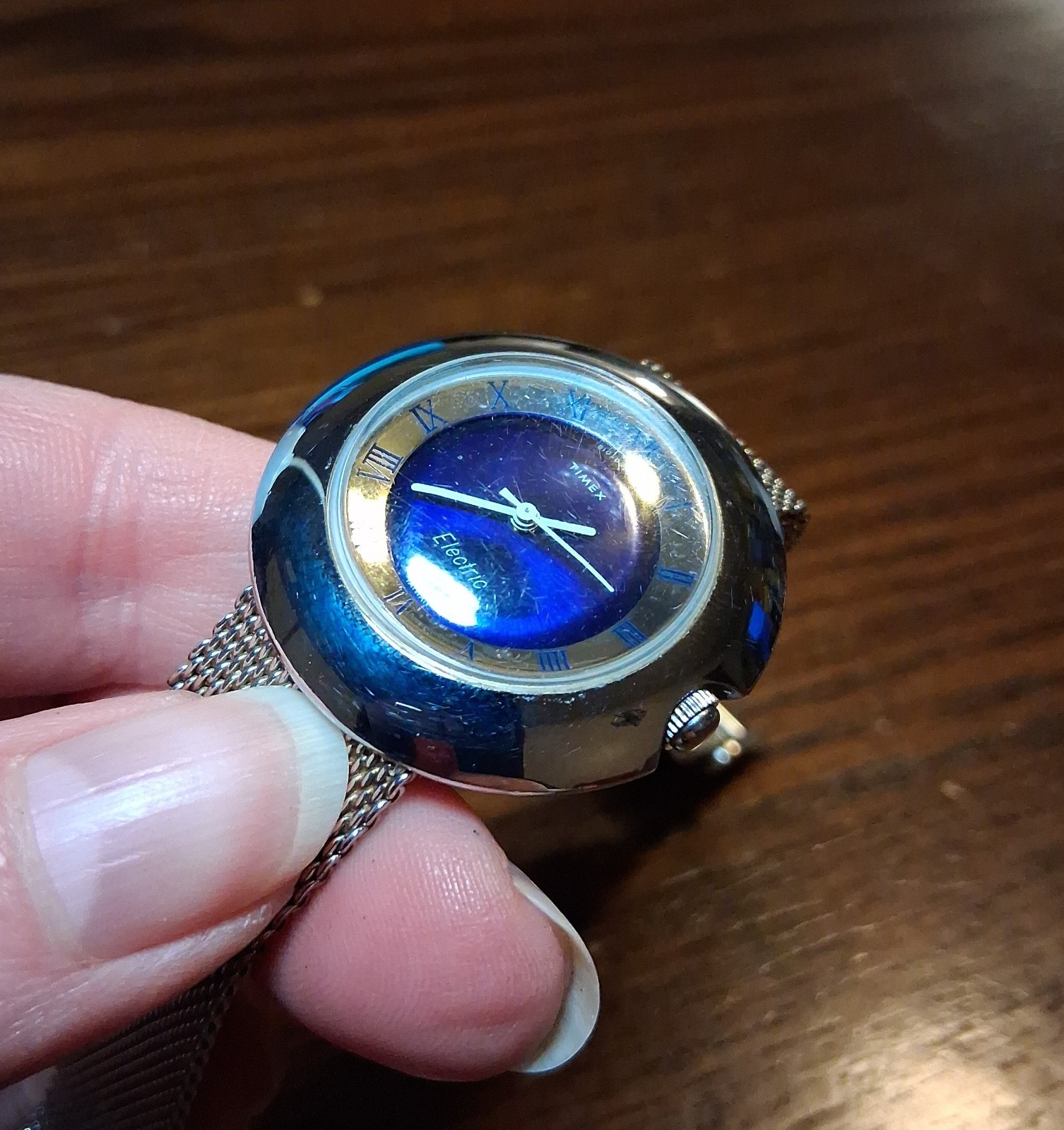 Vintage Timex Cobalt UFO Watch Chrome Stainless Mesh MCM See Pics/Description
