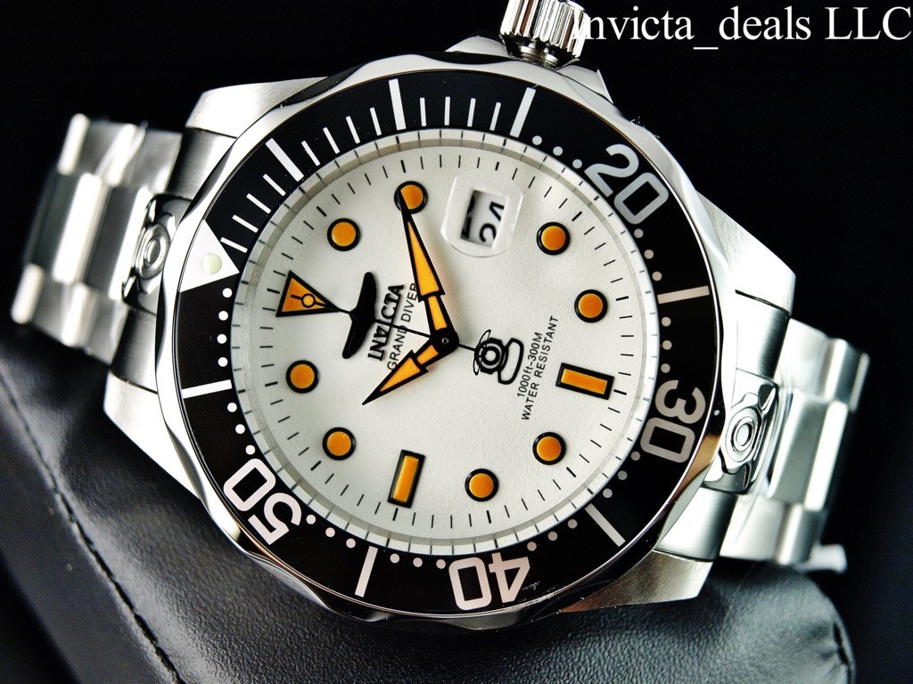Invicta Men’s 47mm GRAND DIVER AUTOMATIC NH35A FULL LUME Dial Silver Tone Watch