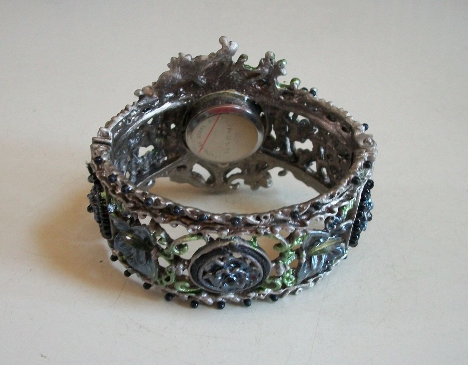 Women’s silver gray fashion bangle cuff casual party handmade look watch