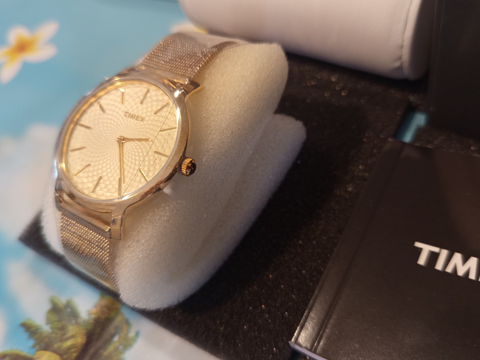 Timex Skyline 34mm Gold Mesh Bracelet Watch TW2R36100D7 NEW Wristwatch