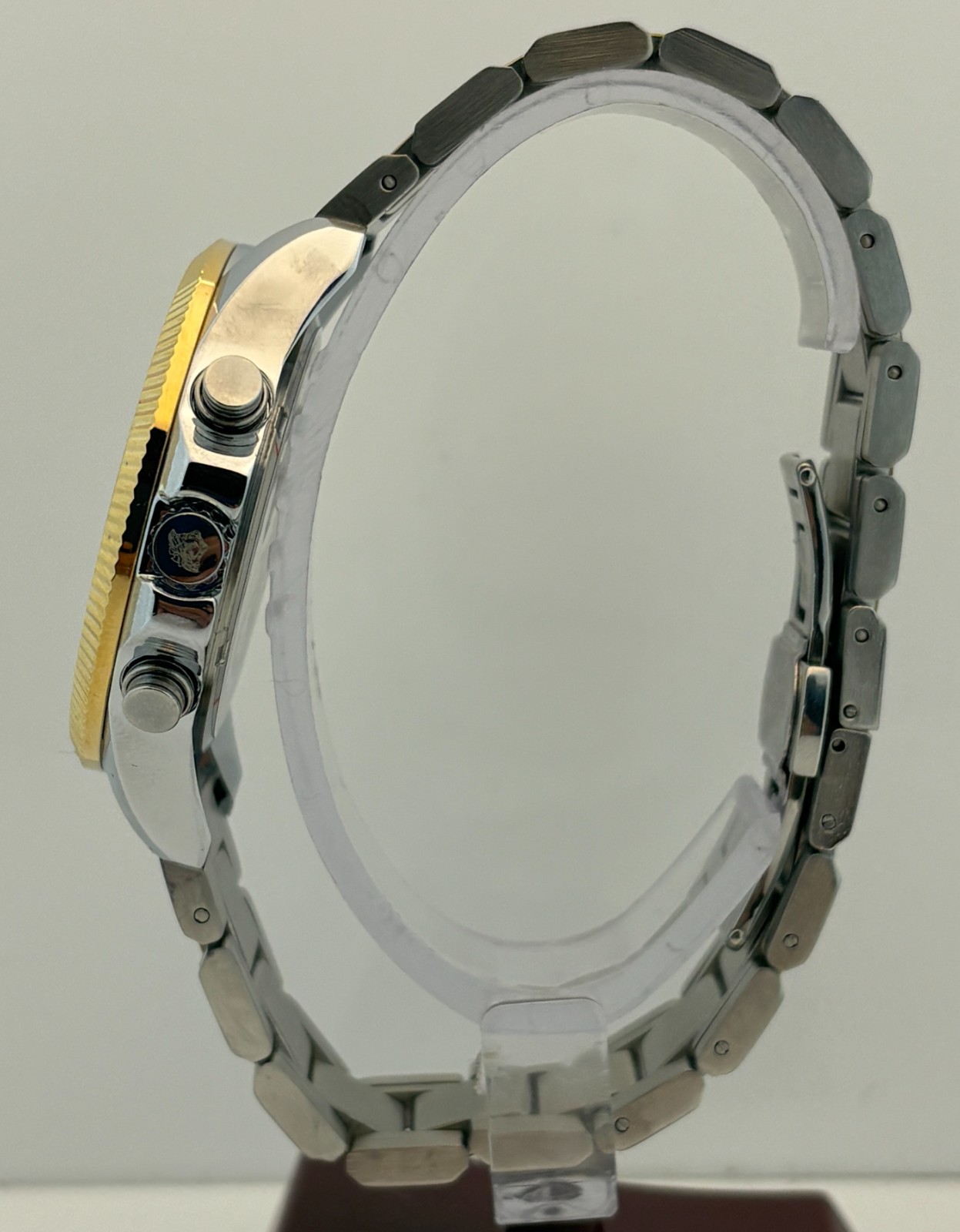 Refurbished Versace Greca Action Chrono Quartz Black Dial Two-Tone Wristwatch
