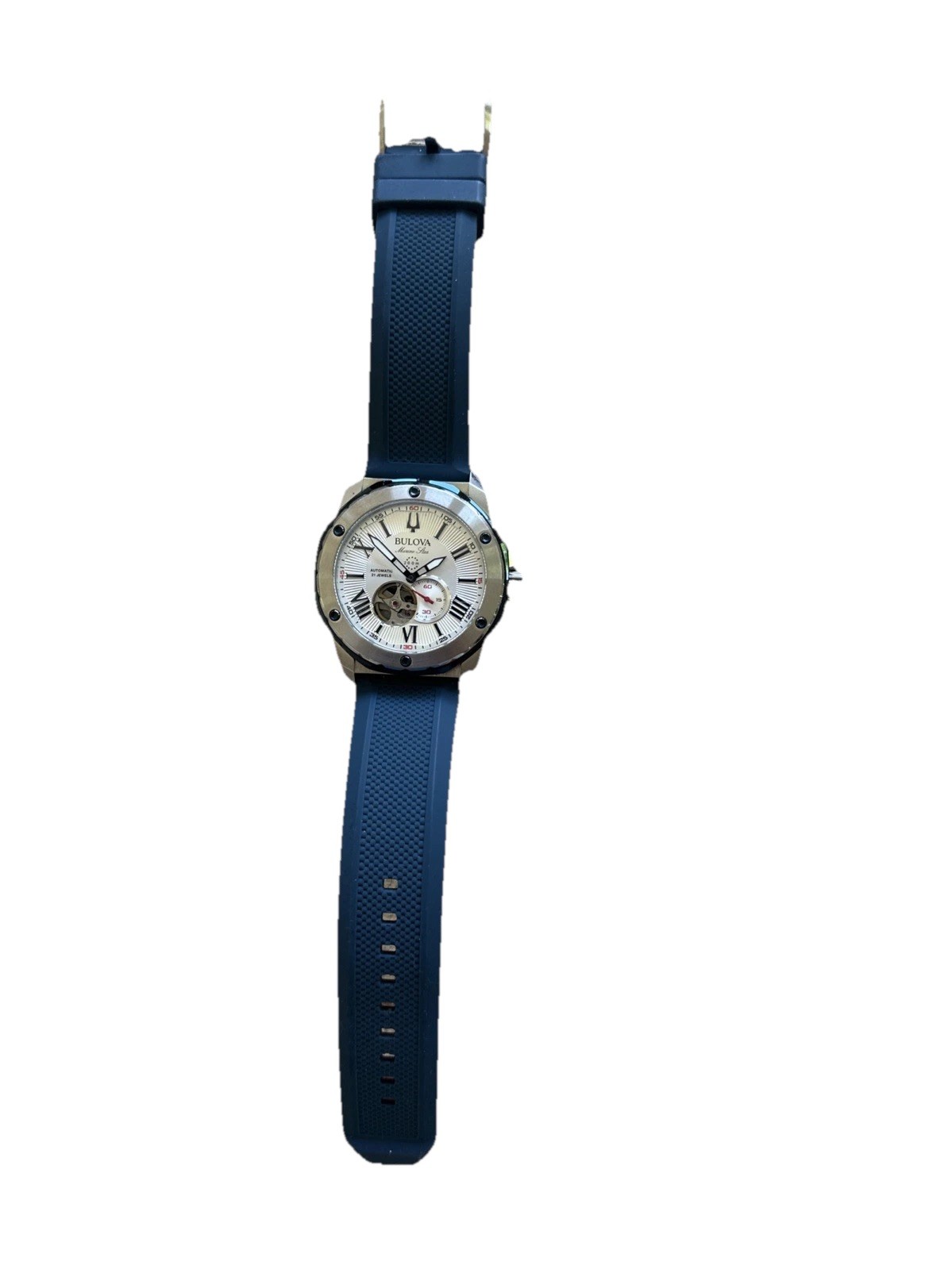 Bulova Marine Star 98A225 45mm Silver White, Heartbeat Skeleton, Stainless Steel