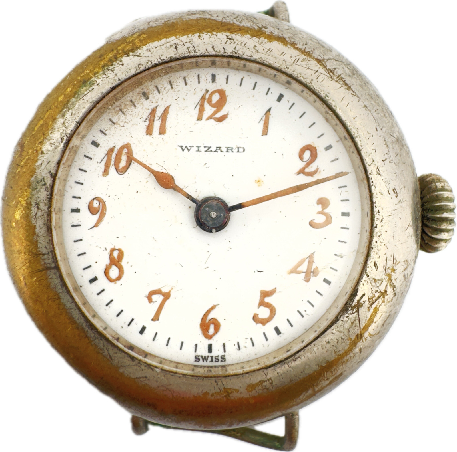 Vintage 30mm Wizard Wire Lug Men’s Cylinder Escapement Wristwatch for Parts