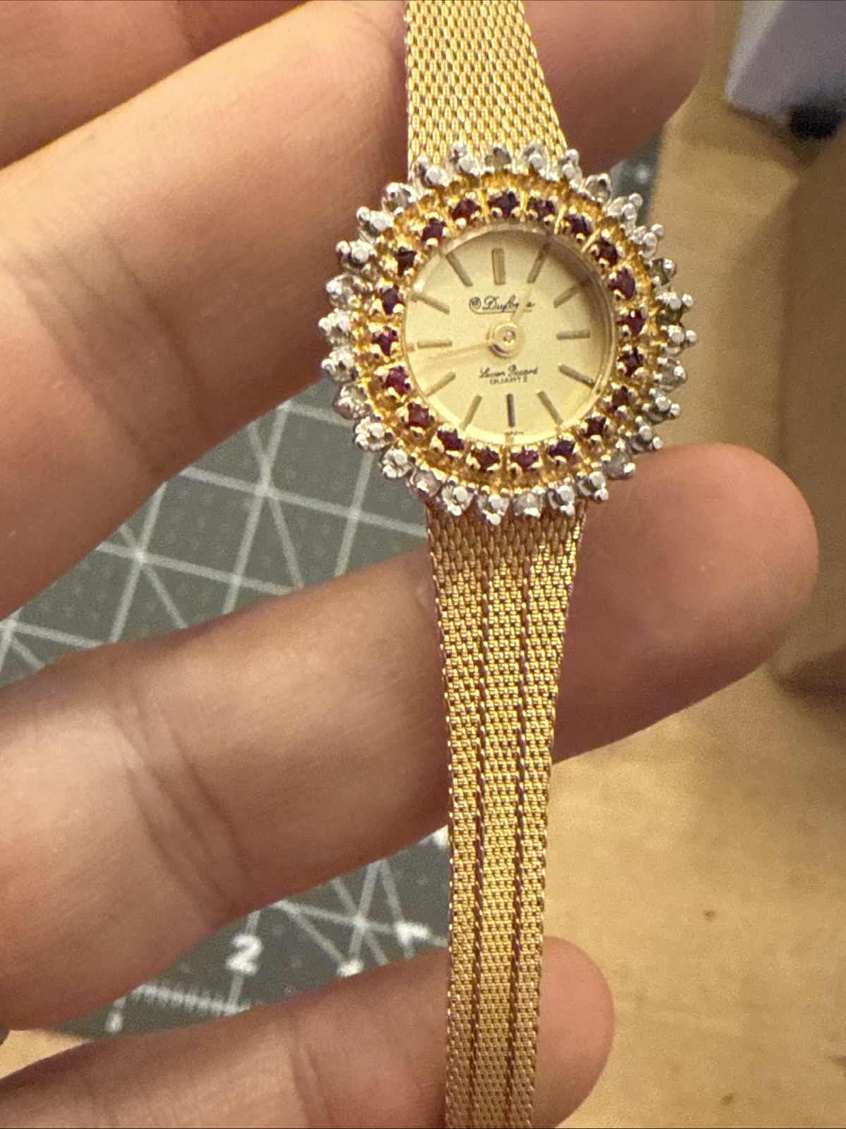 Dufonte Lucien Piccard 30 Ruby and Diamond Ladies Watch New Battery