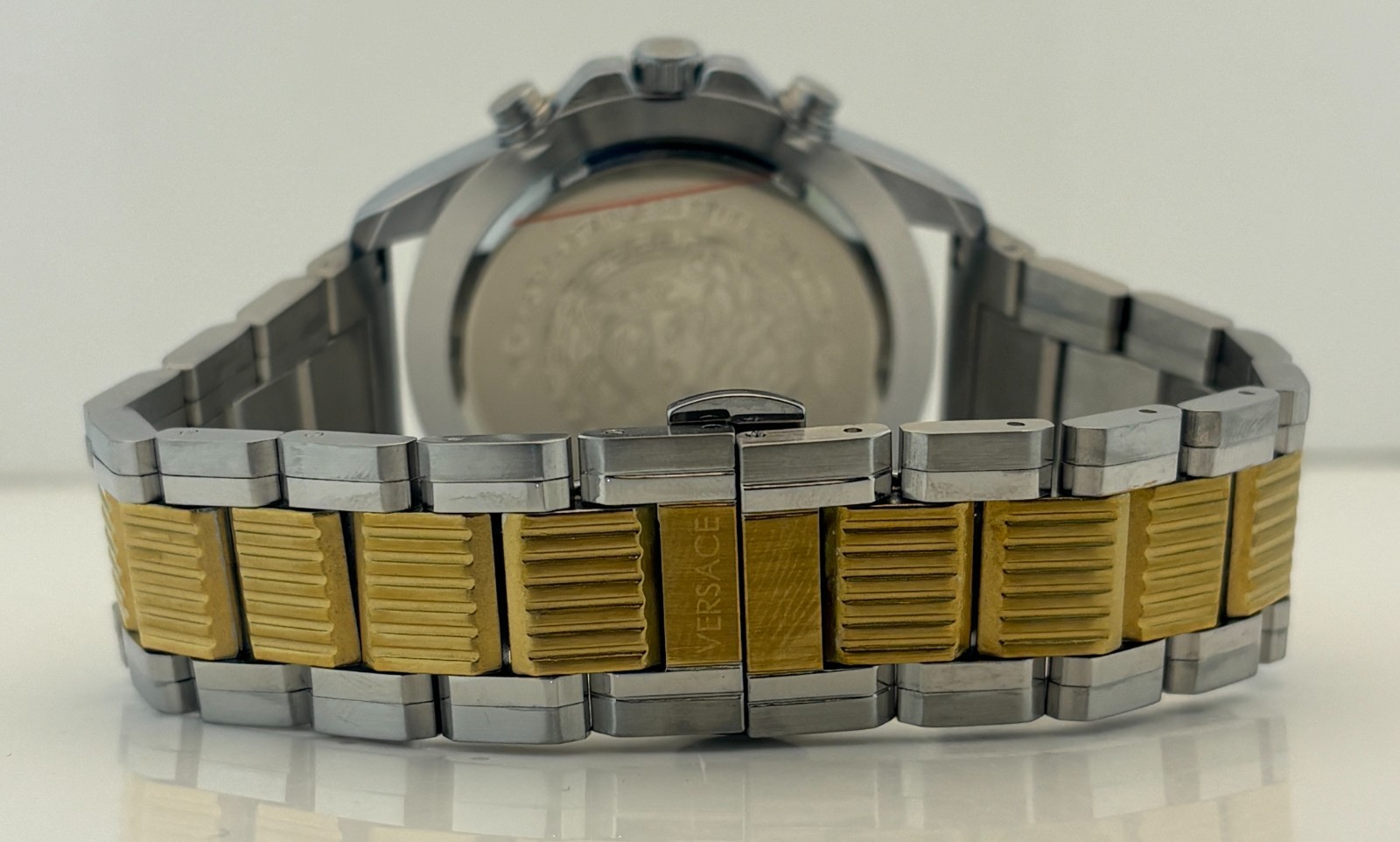 Refurbished Versace Greca Action Chrono Quartz Black Dial Two-Tone Wristwatch