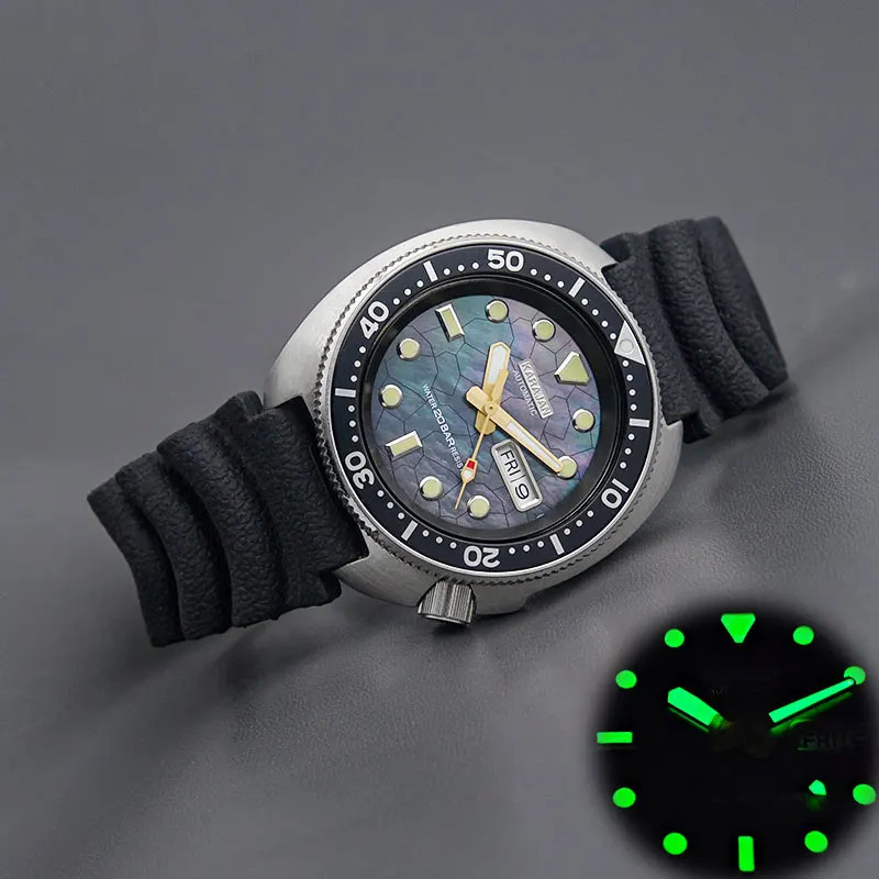 Turtle Abalone Stainless Steel Dive Watch Wth Japan NH35 NH36A Automatic