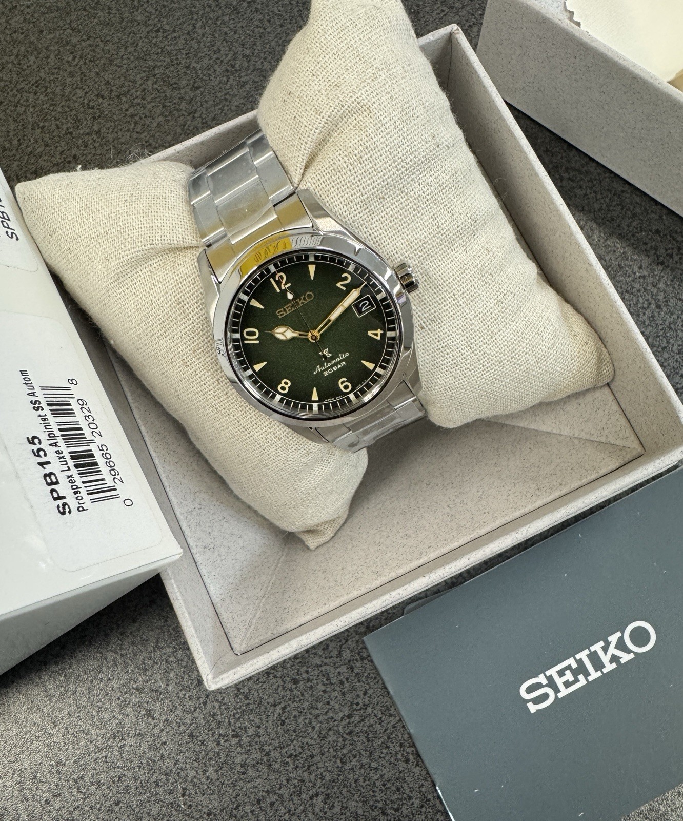 New Seiko Prospex Alpanist Stainless Steel Green Dial Men’s Watch SPB155J1 New