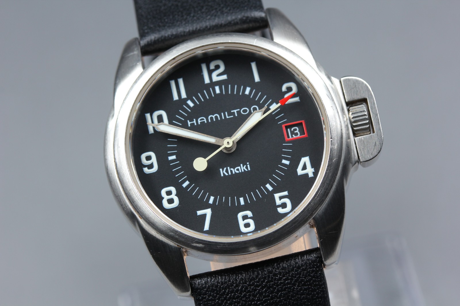 Hamilton 6301 Khaki Action Black Dial Date Qz Men’s Watch New Strap [Near MINT]