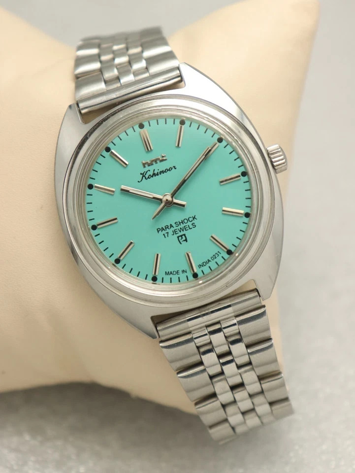 Used HMT Kohinoor Turquoise Color Dial Shock 17 Jewels Hand Winding Men’s Watch