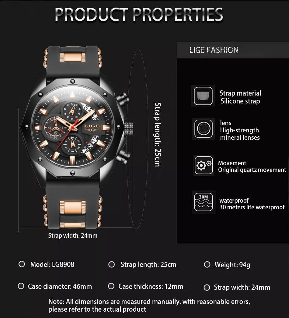 Military Men Watch Quartz Calendar Luminous Waterproof Sport Man Wristwatch +BOX