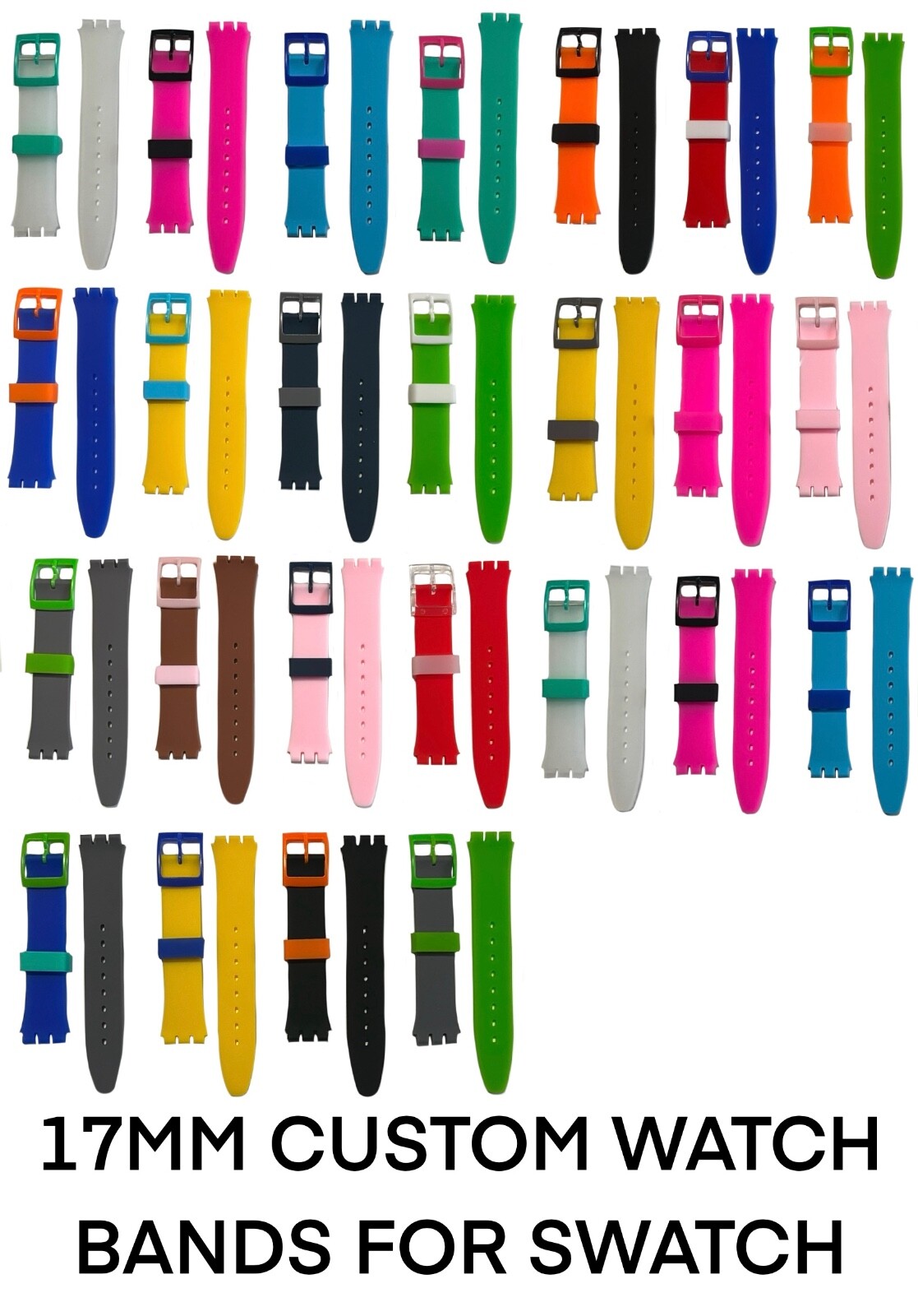 AWESOME NEW REPLACEMENT SILICONE 17MM BANDS FOR VINTAGE SWATCH WATCHES