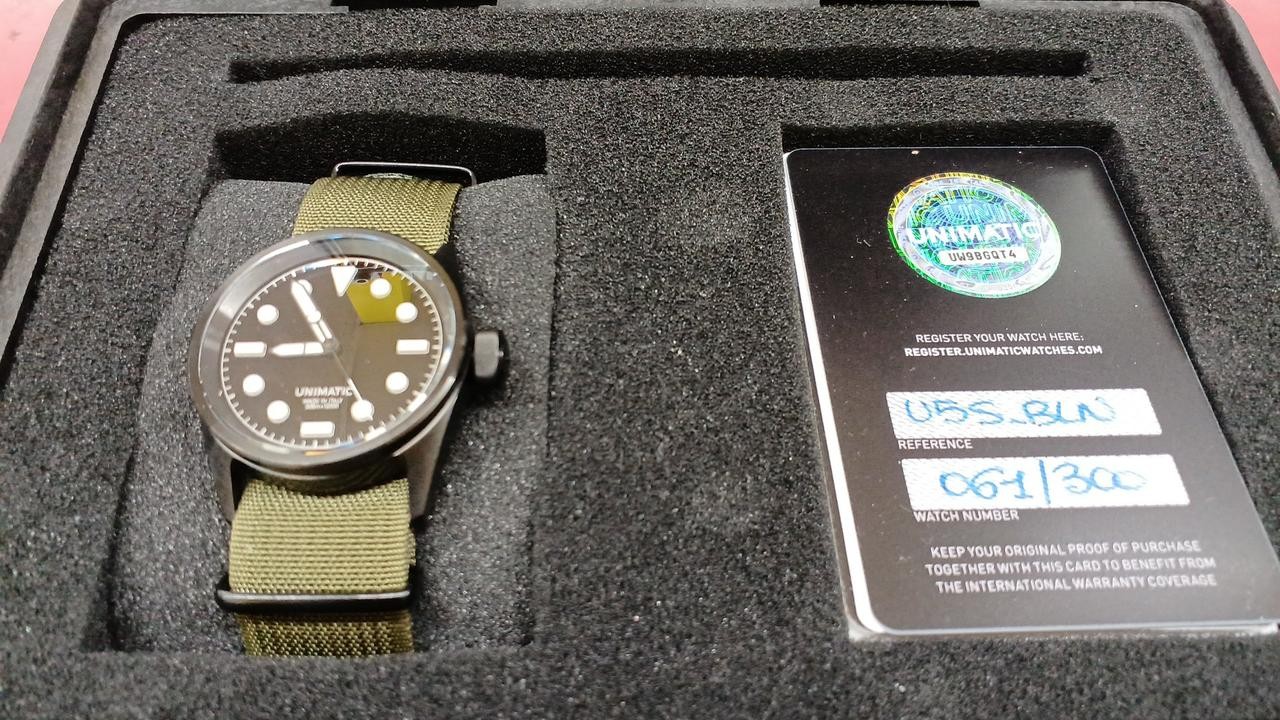 Unimatic U5S-BLN Automatic Dive Watch Leather Canvas Strap #M-1930