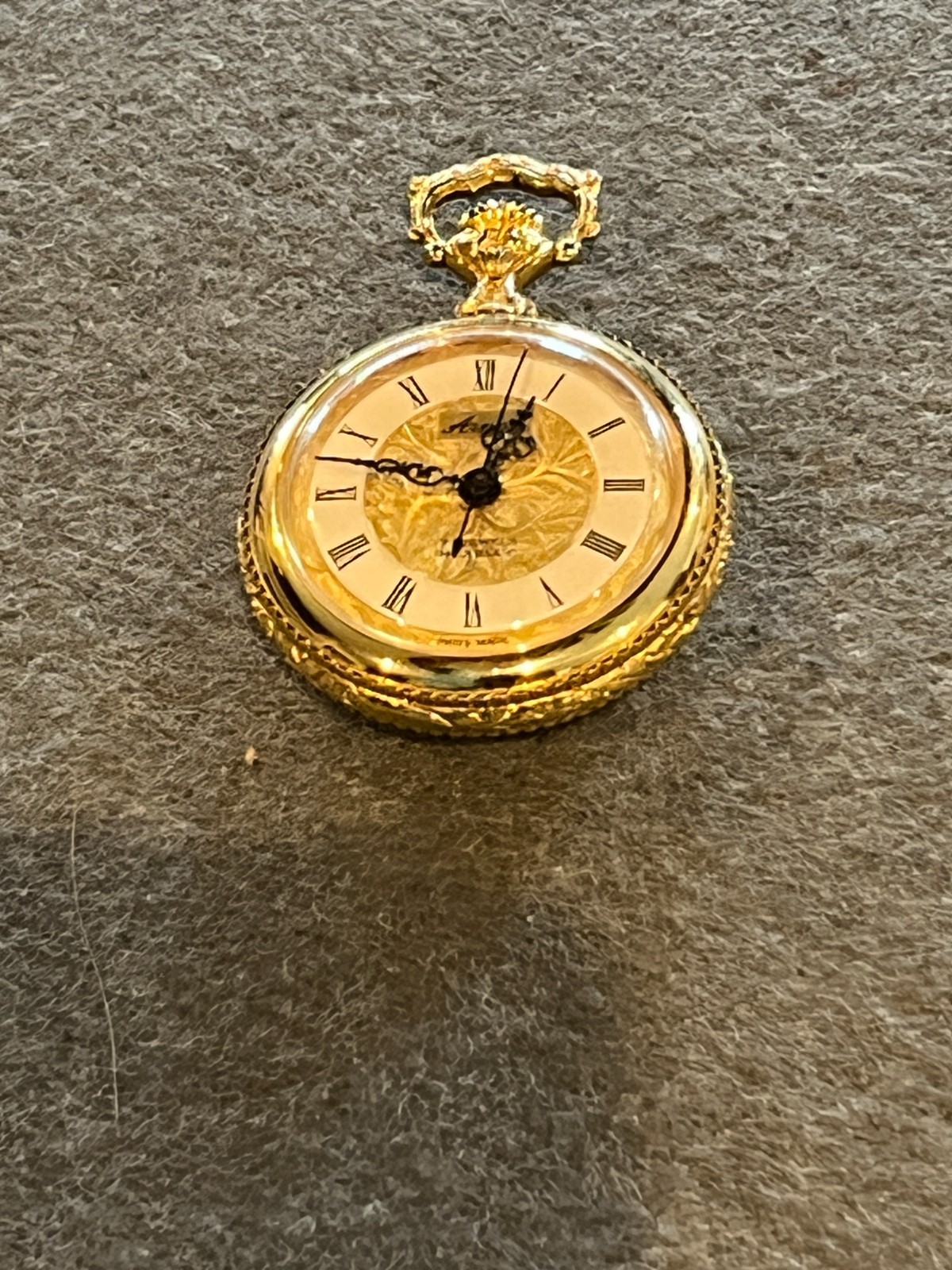 Vintage Arnex 17 Jewel Pocket Watch Gold Filigree Dial Enamel Vineyard MINT