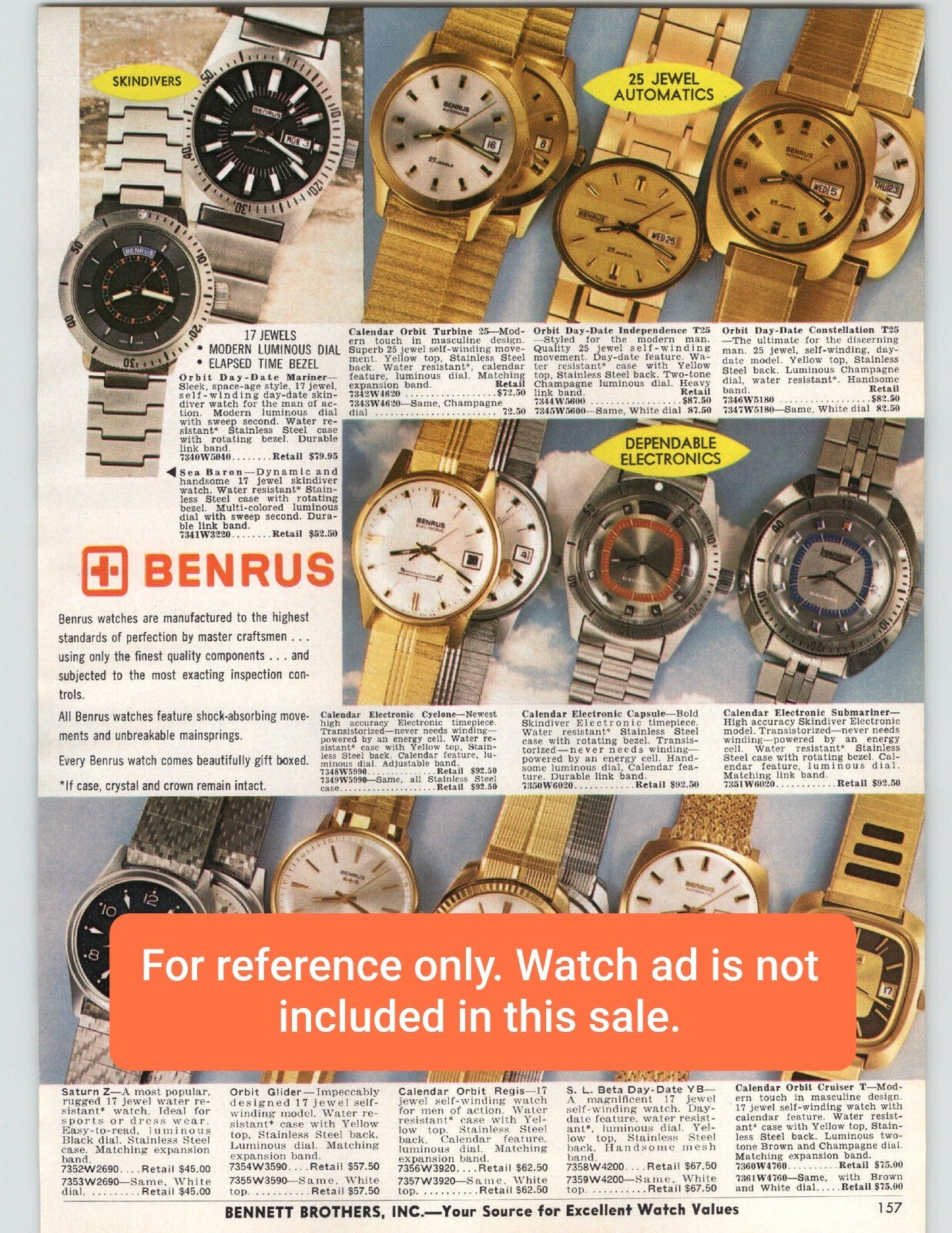 Serviced 1972 Benrus Electronic “Cyclone” Men’s Vintage Watch Sweep Second Hand