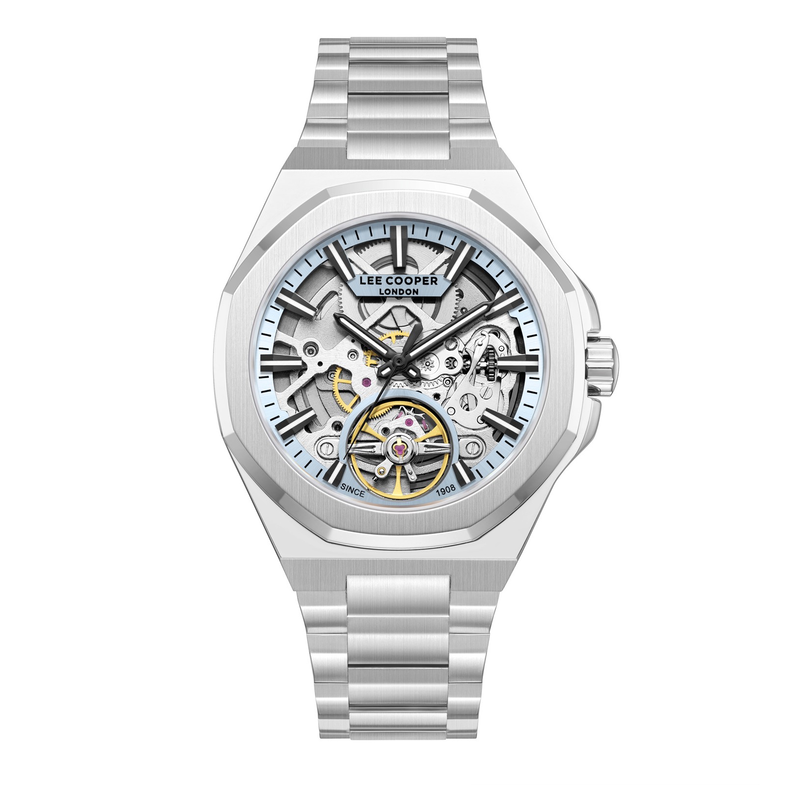 Lee Cooper Men’s Automatic Watch | Blue Dial, Silver Case, 43mm, 50 m (5 ATM)