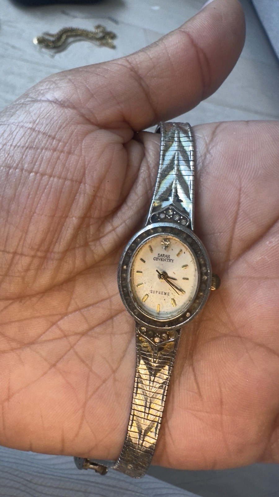 Vintage Sarah Coventry Supreme Stainless Steel Two-tone Women’s Watch 8.5in