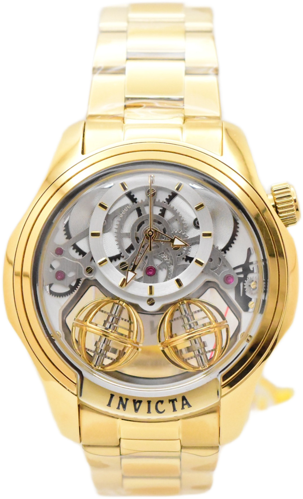 Invicta Specialty Twin-Axis Men’s 46mm Quartz Watch Gold Skeleton Dial 48900