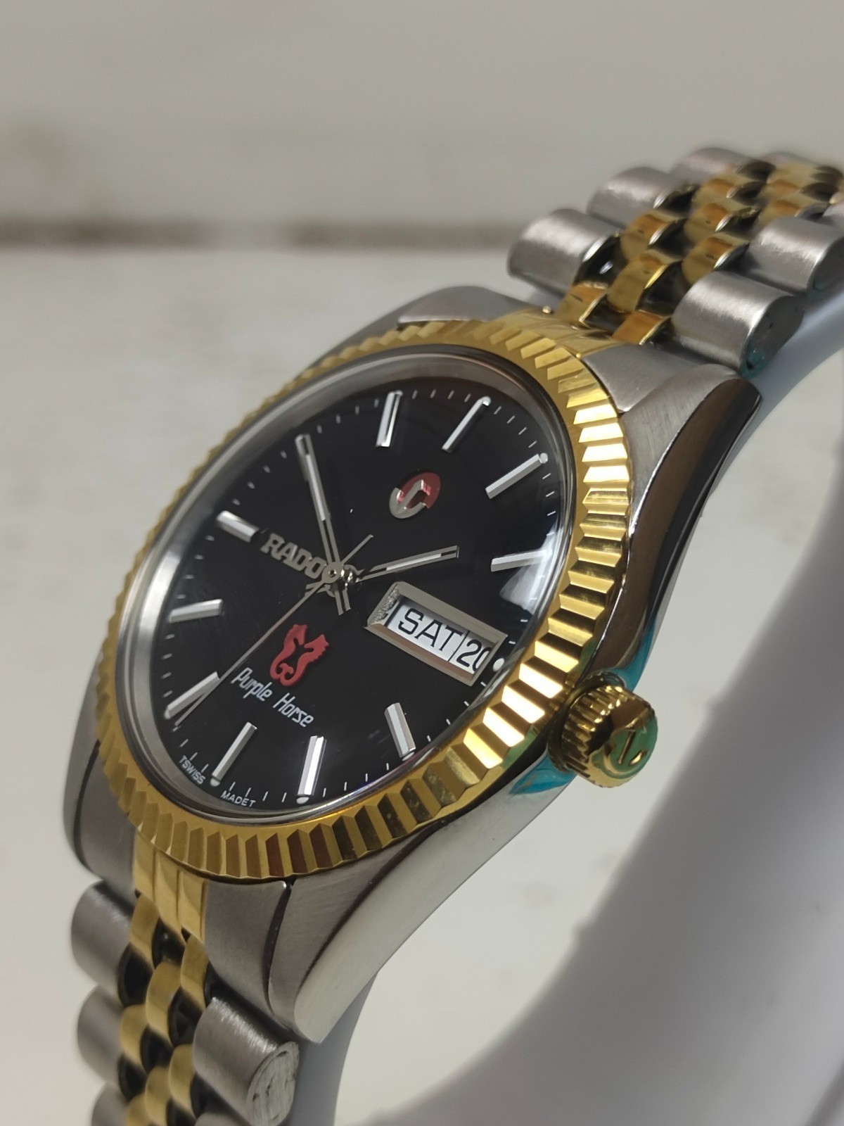 Rado Purple Horse Black Dial Day-Date Automatic Men’s Wristwatch two tone