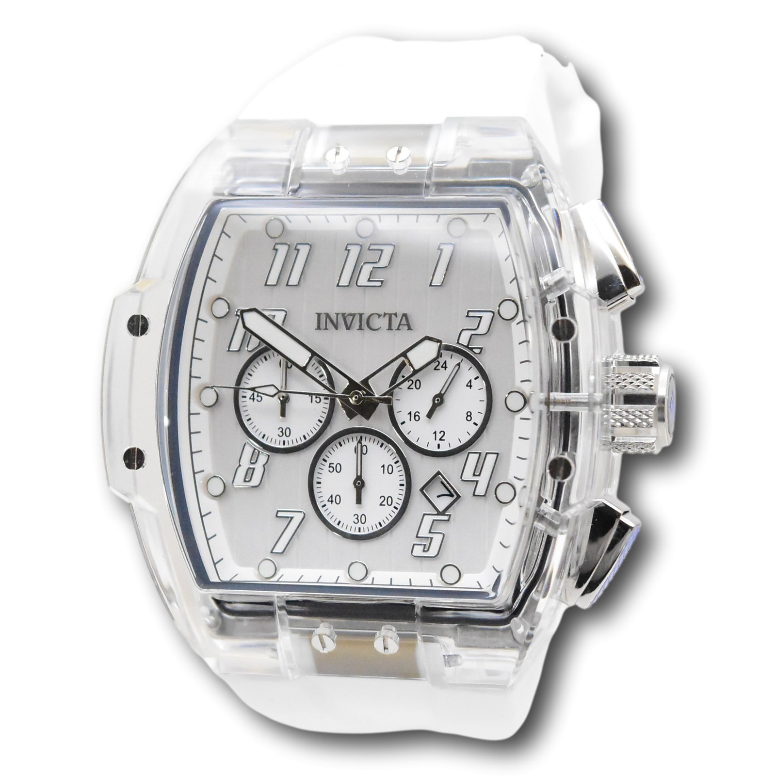 Invicta S1 Rally Crystal Chronograph Men’s 47mm Clear Case White Watch 45481