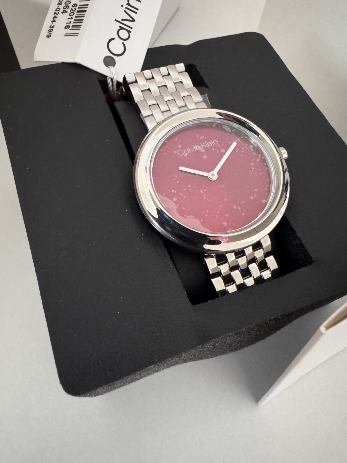 CALVIN KLEIN Red Dial Women’s Watches Twisted Bezel 34mm CK NEW MINIMALIST w/BOX