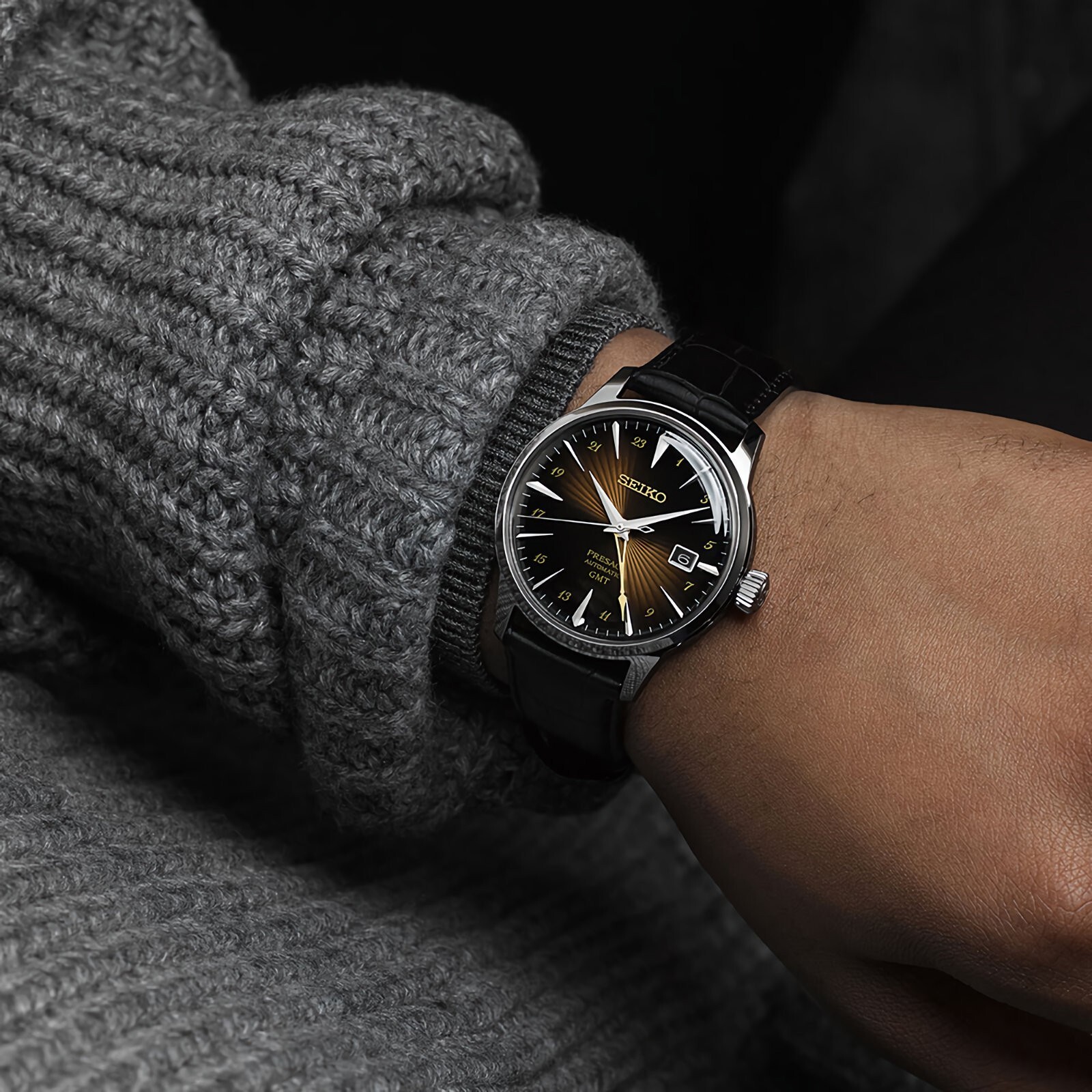 SEIKO Presage SSK039J1 Cocktail Time Automatic GMT Dark Brown Dial Watch JAPAN