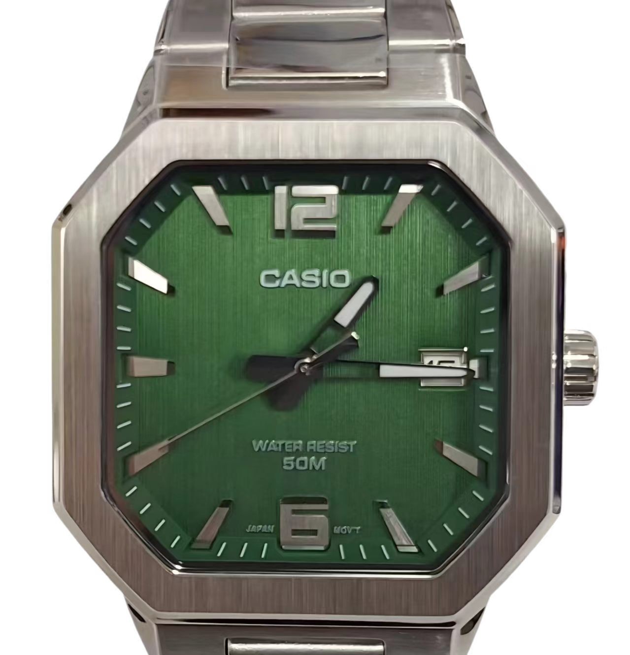 New CASIO MTP‑B195 Series MTP-B195D-3AV Green Dial Analog 38 mm Men’s Watch