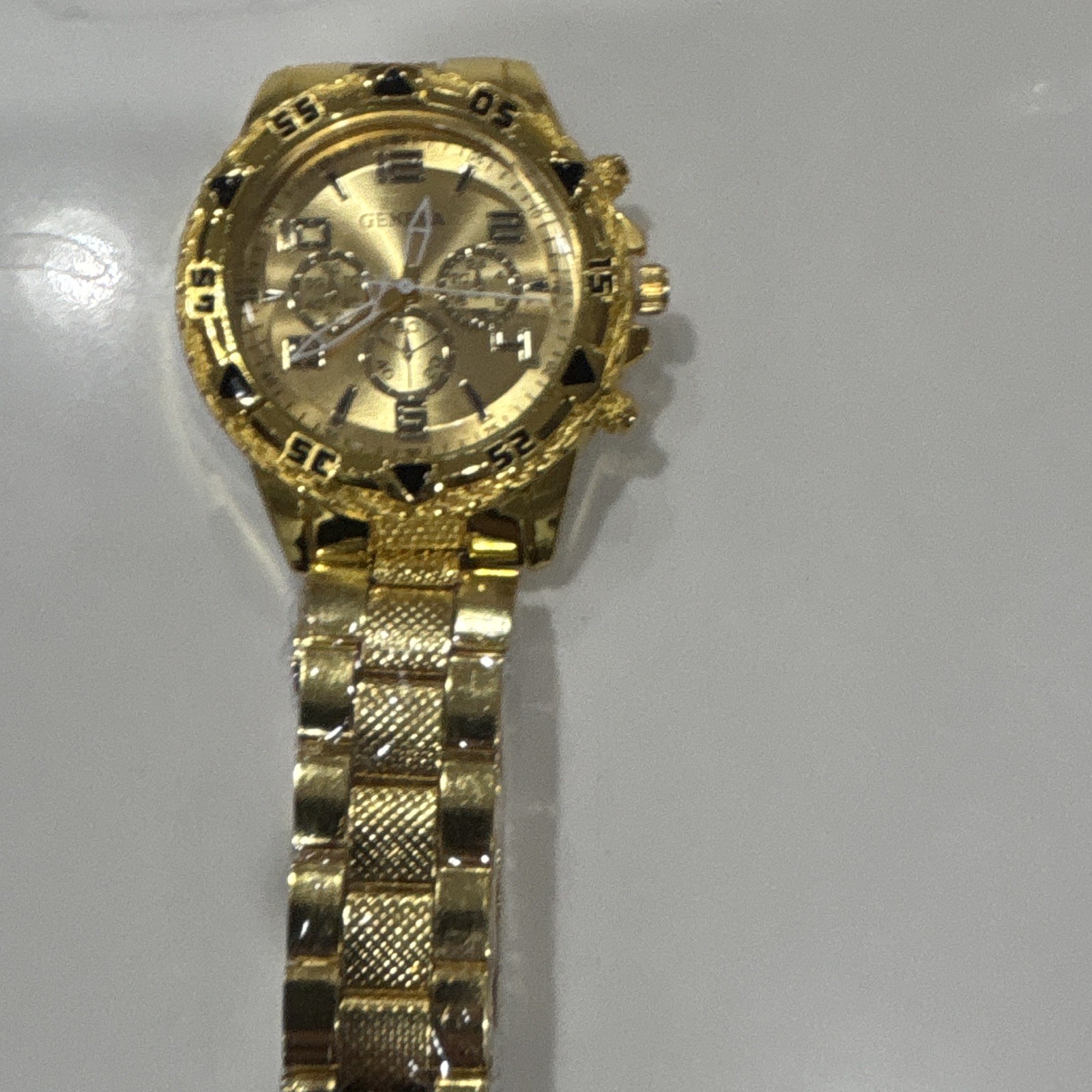 GUESS Women’s Quartz Chronograph Date Gold-Tone Bracelet Watch 38mm 50m