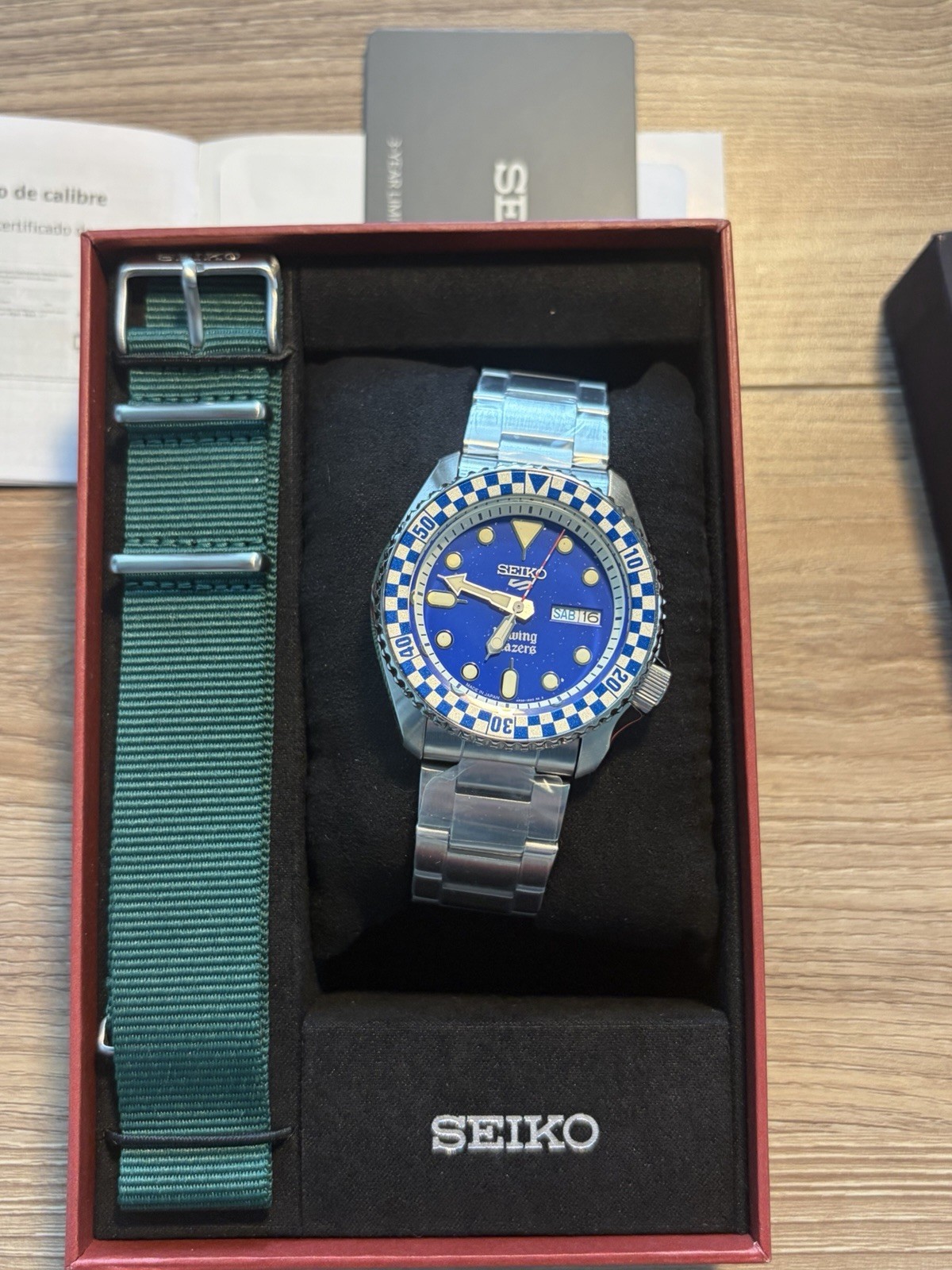 Seiko 5 Sports Rowing Blazers Auto Blue Dial 42mm Day/Date Box Papers