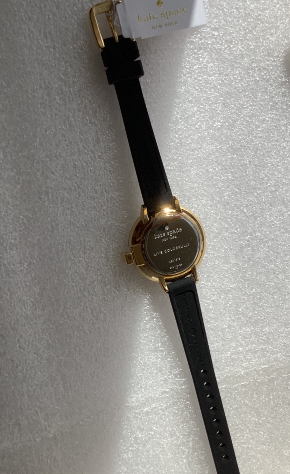 KATE SPADE NEWYORK PARK ROW BLACK & IVORY STRIPE SILICONE STRAP WOMEN’S 34 MM