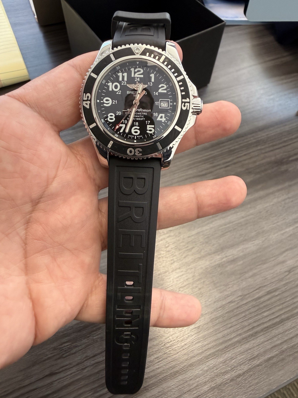 Breitling Superocean II 42 42mm Black Dial Rubber Strap 500m Full Set