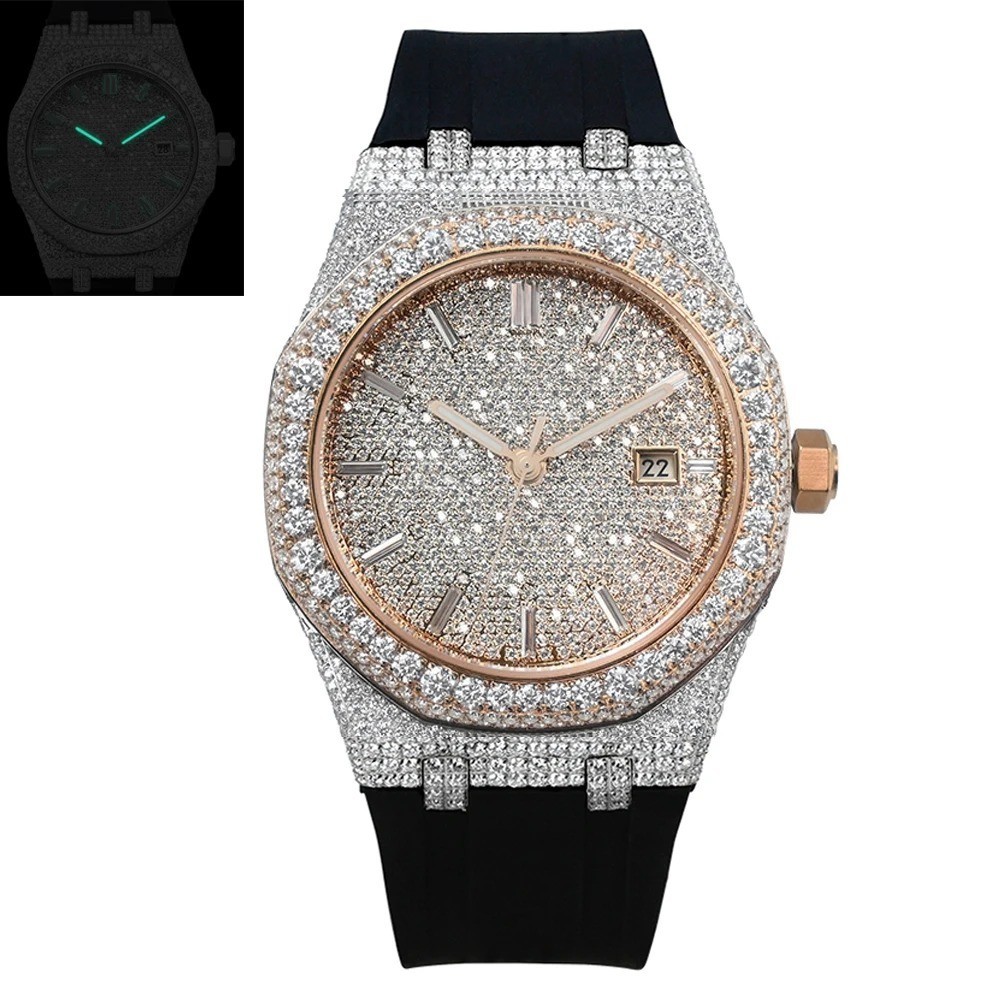 VVS 8.15ct Moissanite Iced Out Men Watch 9015 Automatic Mechanical Movement
