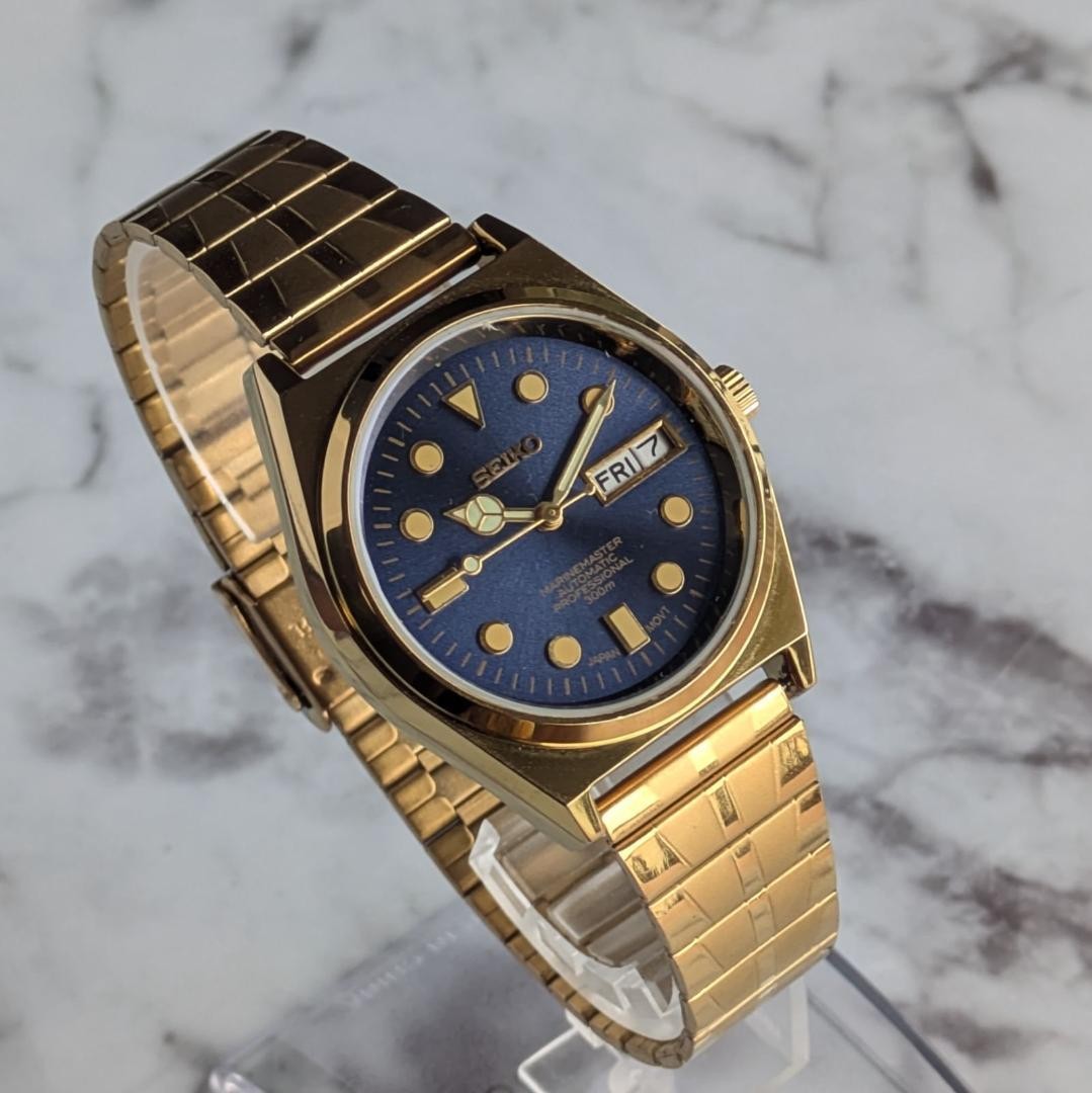SEIKO 1980-1989 Deep Blue Automatic Watch 35mm Wrist 19cm From Japan