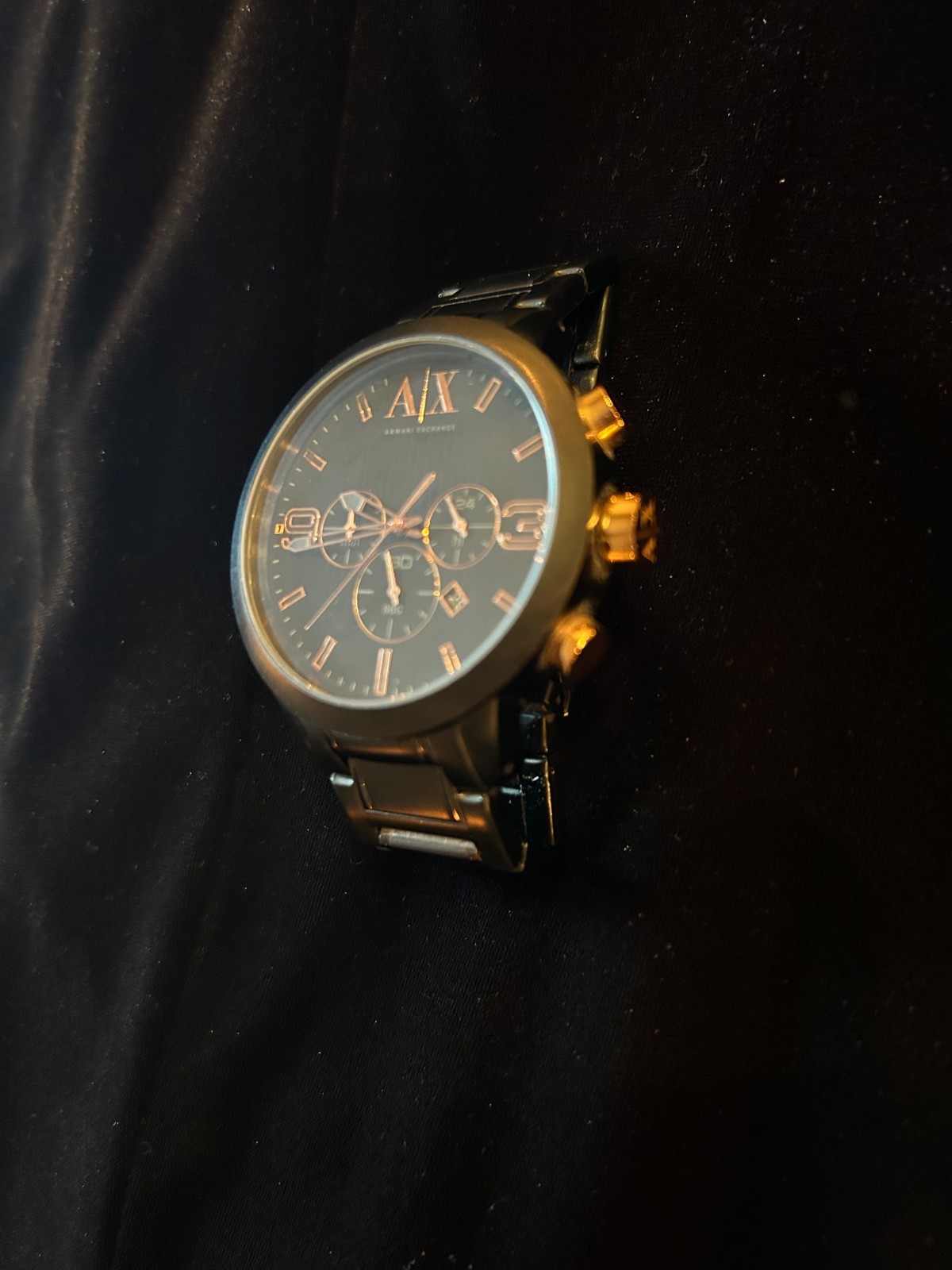 NEW Armani Exchange AX1350 Chronograph Black Dial Black Ion-Plated Men’s Watch