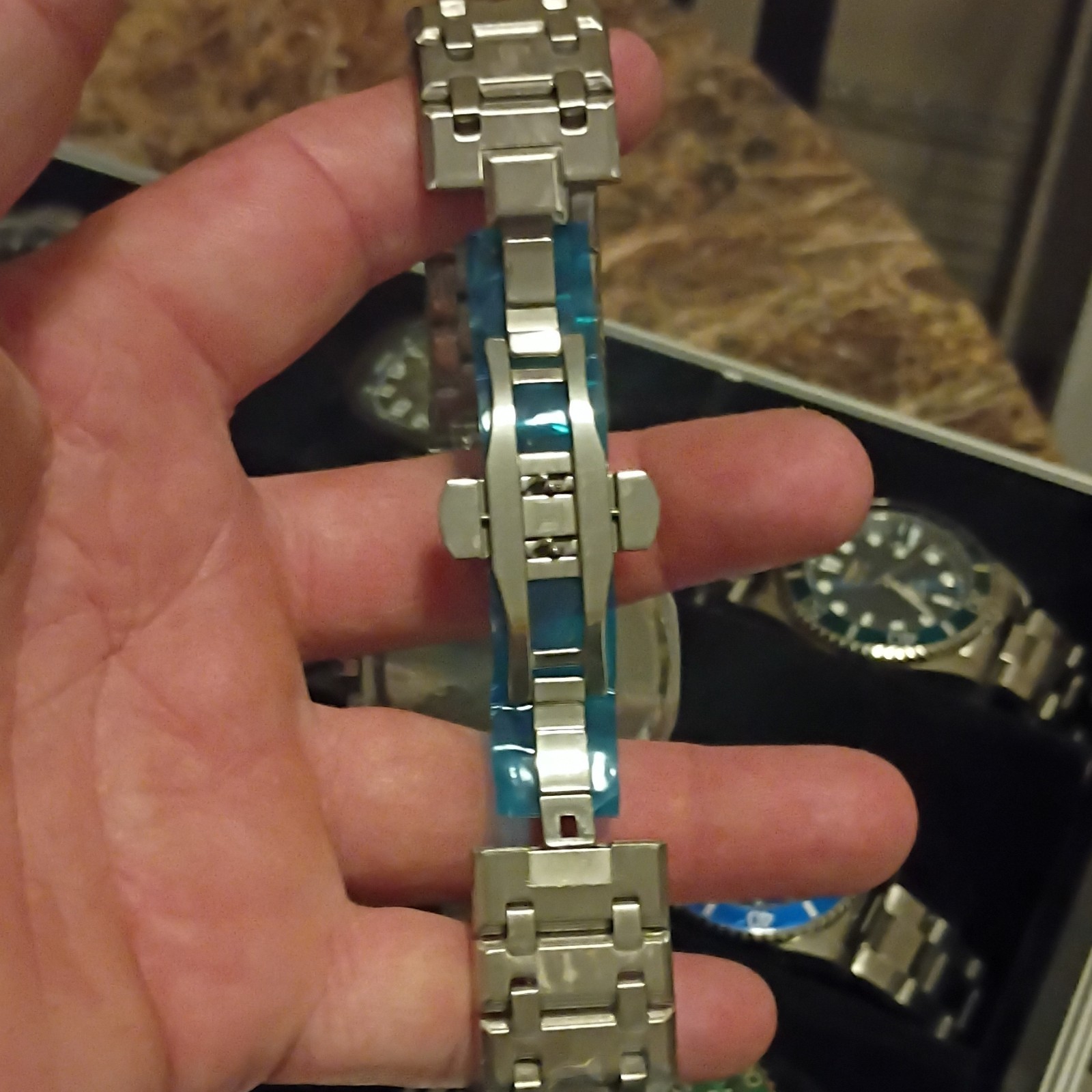 X-GEACK Men’s Quartz Chronograph Date Octagon Watch Silver Bracelet Black Dial