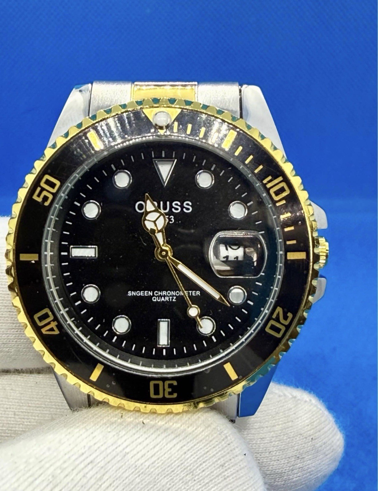 Oruss Dive Style Men’s Watch. Black With 2-tone Band