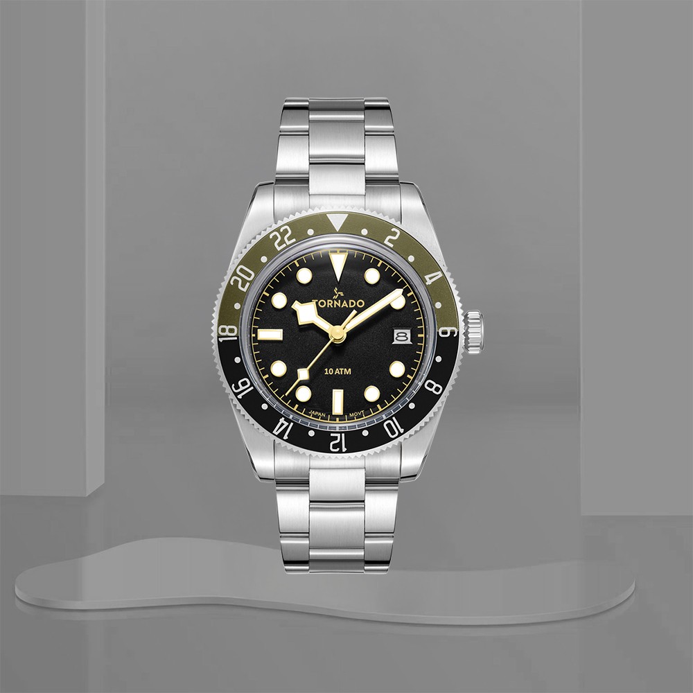 Tornado Lumina Date Just Men’s Analog Watch | Black Dial, 40mm, 100 m (10 ATM)