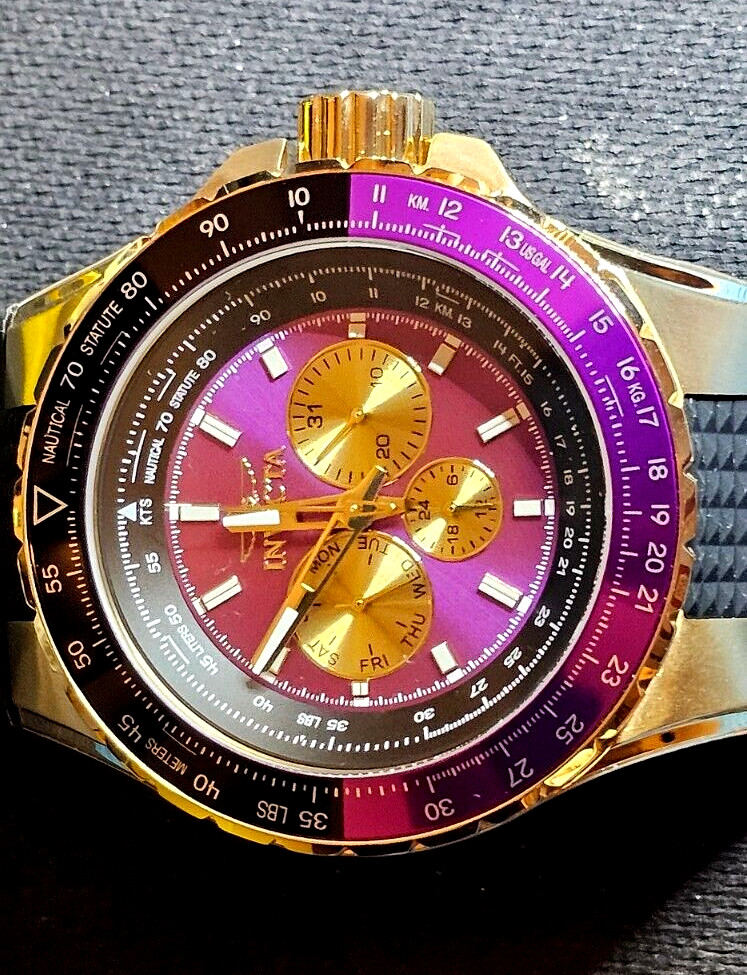 Invicta Purple / black Aviator VH63 Japan mvmt NWT 50mm, none on ebay !!!